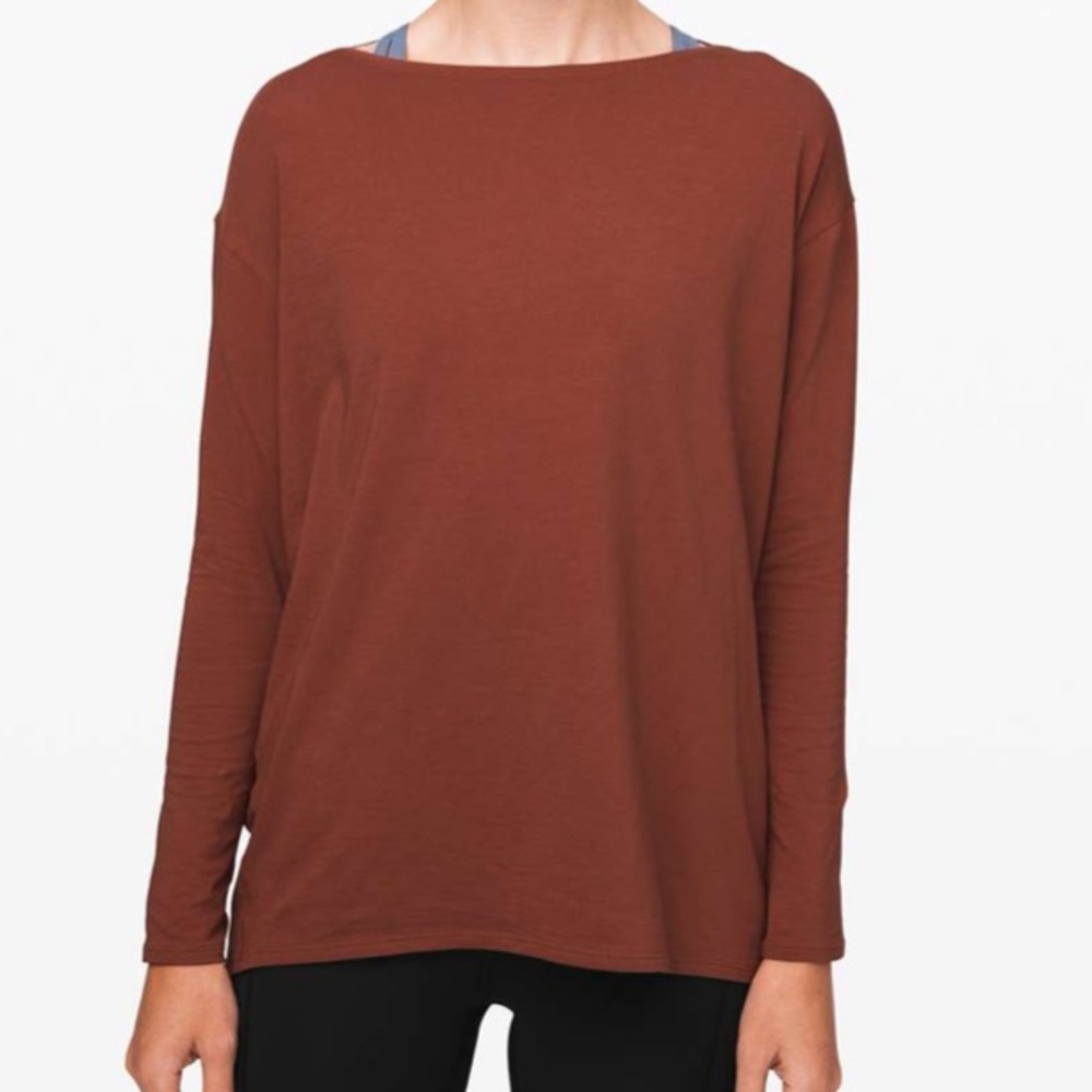 NWT Lululemon Back In Action LS Rustic Clay Sz 6